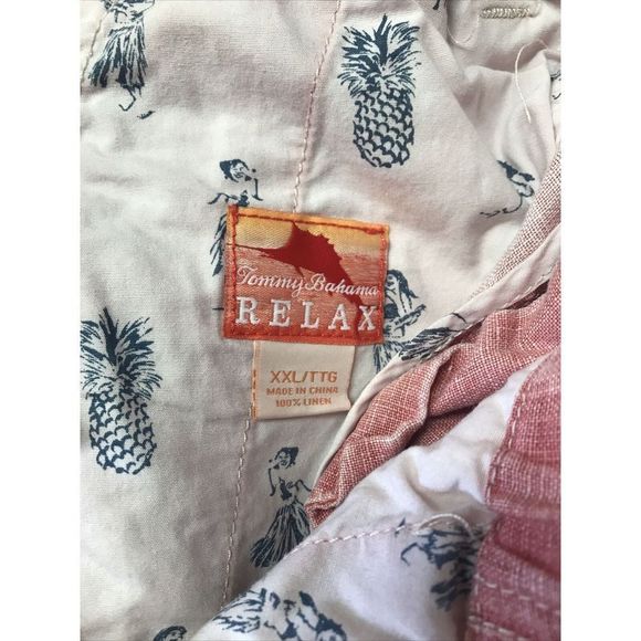 Tommy Bahama Relax Red Men XXL Linen Cargo Shorts 9” Inseam Stretch 38” Waist - Picture 9 of 12